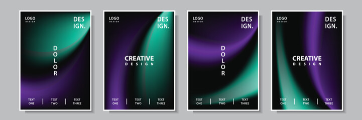 Wall Mural - modern abstract wave gradation color cover template background set collection design vector