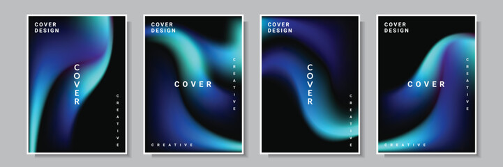 modern wave gradation abstract style cover template background, set collection design vector