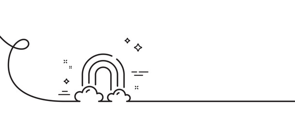 Poster - rainbow line icon. continuous one line with curl. cloud sky with iridescent light sign. weather phen