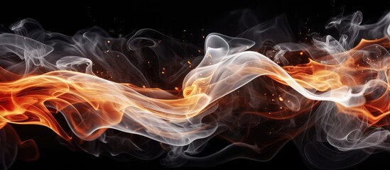 Poster - The abstract design reflects a mesmerizing pattern of water and fire creating a captivating light and dark contrast on a white background with isolated waves of smoke intertwining to add a t