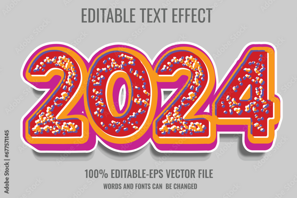  Editable 3d text effect 2024 graphic style 3d design
