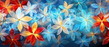 The Abstract Background With A Pattern Of Vibrant Ai Flowers In Shades Of White Blue And Red Gives Off A Bright Energy Resembling A Digital Tropical Window Lit By The Warm Sun And Illuminat