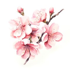 Wall Mural - watercolor cherry blossom illustration on a white background.