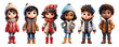 © Voysla - Cute Cartoon Realistic Happy Children Dressed in Winter Clothes Characters Set
