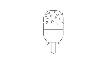 Wall Mural - animated sketch of a chocolate ice cream icon with almonds