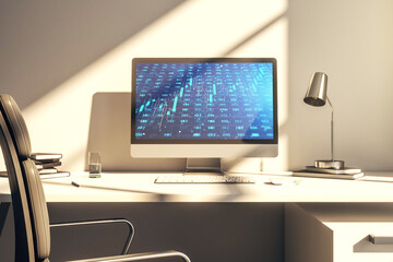 Poster - Abstract creative stats data concept on modern laptop screen. 3D Rendering