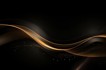 Wall Mural - Abstract black and gold lines background with light effect, Generative AI