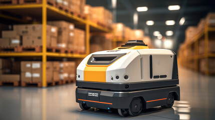 Leinwandbilder - AGV (Automated guided vehicle) in warehouse logistic and transport.