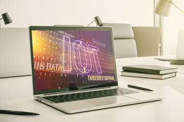 Aufkleber - Creative IOT concept on modern laptop screen. 3D Rendering