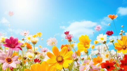 Wall Mural - flower sunny bright space sun illustration nature floral, beauty garden, beautiful natural flower sunny bright space sun