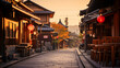 日本的な古都の風景、歴史的な町と道