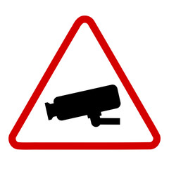 Wall Mural - Security camera warning sign. PNG sticker design for video monitoring CCTV warning. Transparent PNG illustration.