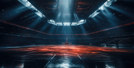 Aufkleber - MMA arena under lights, Boxing fight and MMA championship competitions, Wrestler, professional Wrestler.