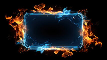 Wall Mural - Frame of multi-colored neon fire on black background