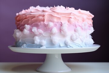 Poster - Cotton Candy Cake, Candy floss, Rainbow colors.