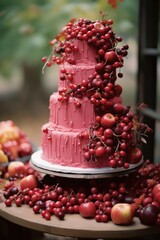 Poster - A one-tier cake for an autumn wedding inspired by love to red apples.