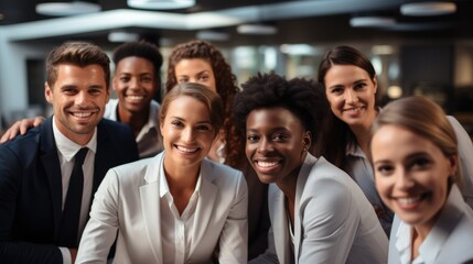 Poster - A diverse group of people on video conferences at corporate.