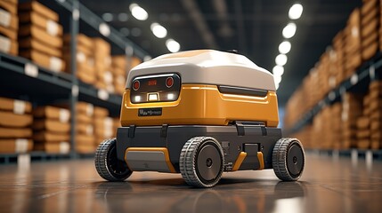 Aufkleber - Warehouse delivery using advanced robotics and automated guided vehicles.