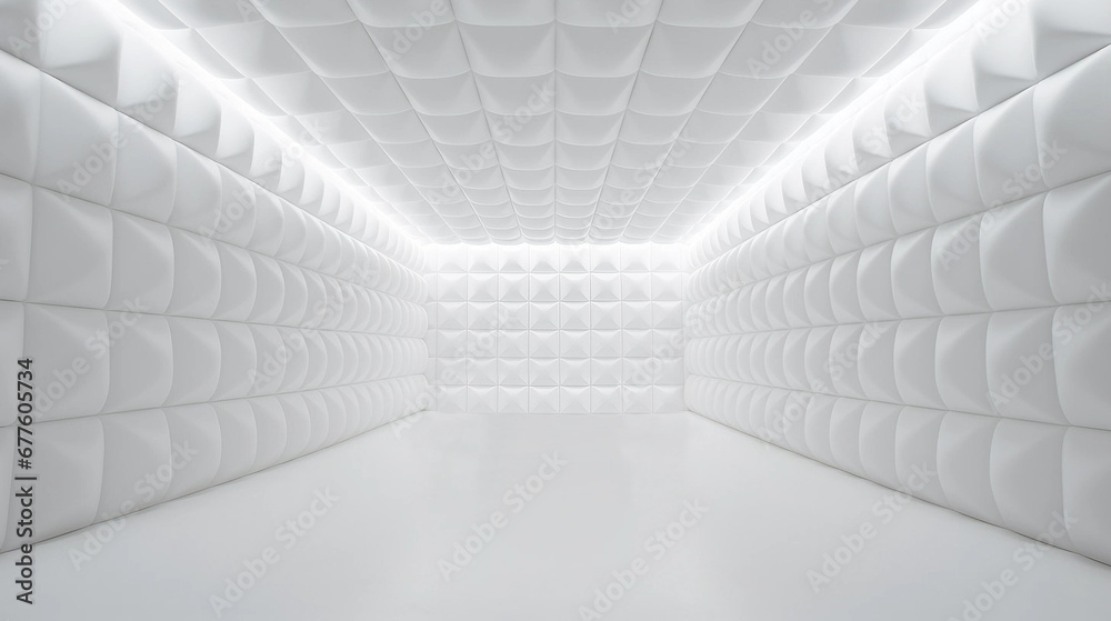 An Empty White Padded Soundproof Room Background