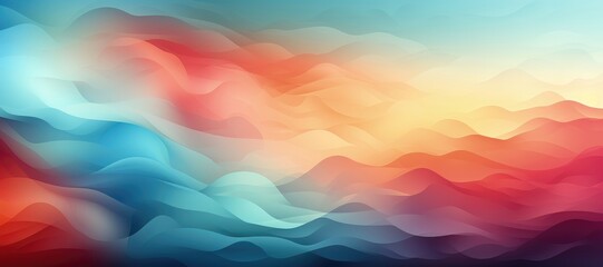 Wall Mural - in a wide-format composition, a seamless color gradient blends vibrant hues, depicting dynamic waves