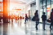 © VisualProduction - Blurred background of modern shopping mall with some shoppers. Shoppers walking at shopping center, motion blur. Blurred shoppers with shopping bags