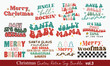 © Designdecon - Cute Christmas Santa sayings retro wavy lettering collection set or bundle on white background