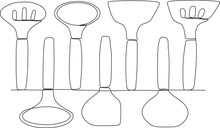 Continuous Line Illustration Of Kitchen Equipment Tools