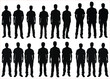 Group of business people silhouette set, Young men standing silhouette, Group of people, Vector illustration