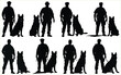 Police and dog Silhouettes, black silhouettes, Vector illustration