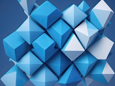 Abstract 3d render, blue geometric background designBy VAlex