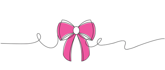 Poster - bow line art style , pink bow vector eps 10