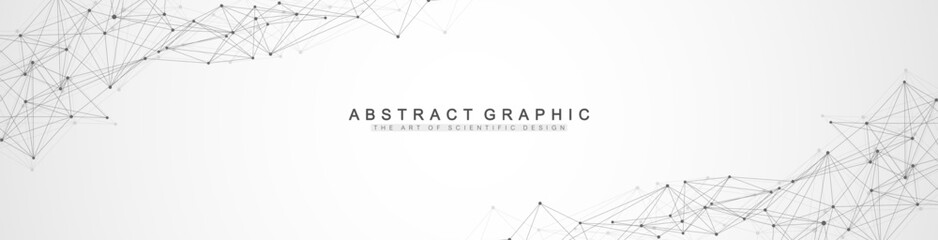 Fototapete - Global network connection banner design template. Header social network communication in the global business concept. Big data visualization. Internet technology