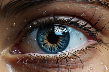 Aufkleber - A close-up of a child's eyes with an indigo tint, portraying a sense of wisdom and depth beyond their years.  