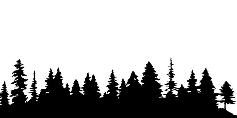 Poster - Forest vector silhouette illustration black color