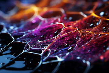 Poster - A close-up image showcasing the intricate geometry of a spider web's design, resembling a delicate lace pattern.  