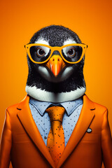 Aufkleber - A penguin wearing glasses and dressed in a suit. This image can be used to depict a professional penguin or to add a touch of humor to any project