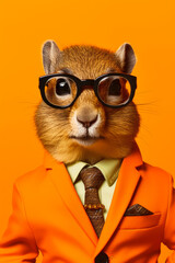 Aufkleber - A close-up image of a squirrel dressed in a suit and tie. This picture can be used to add a touch of humor and whimsy to any project