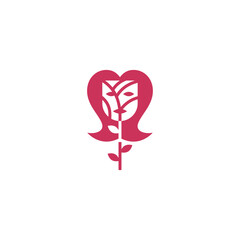 Sticker - Rose flower and woman logo design concept.