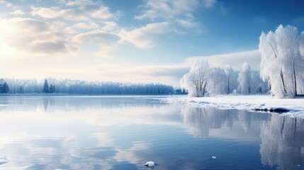 Poster - water nature new december winter illustration landscape reflection, outdoor scenery, calm light water nature new december winter