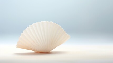 Poster - Shell on the beach with blue background, AI