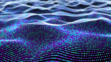 Poster - Abstract particle waves. Computer generated 3d render