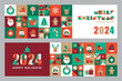 © Anna Sm - Set of horizontal banners with Christmas and New Year icons in abstract modern geometric flat style.Bauhaus design.Winter holidays.Seasons greetings.Vector illustration.Templates for packaging and web