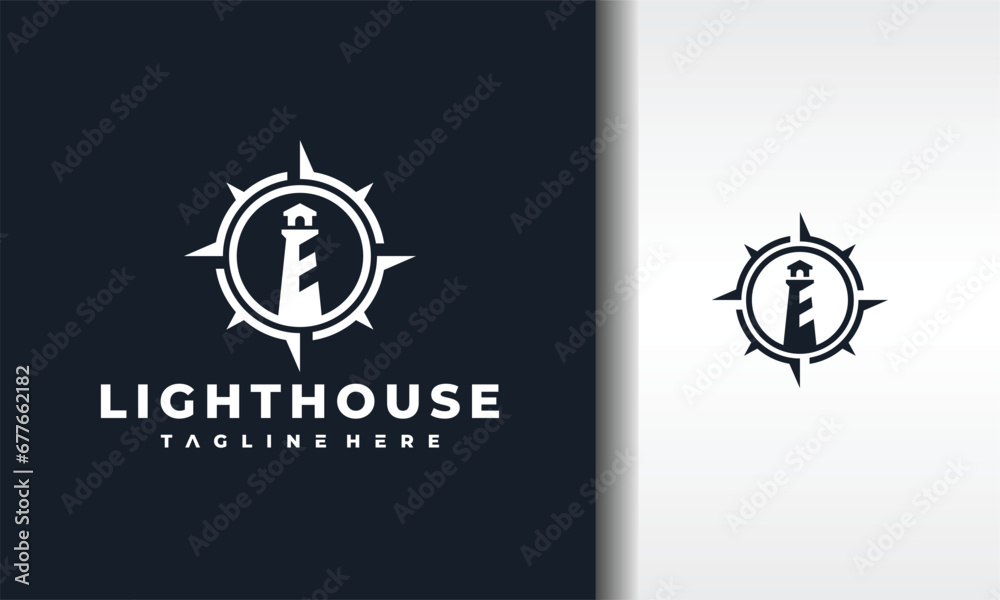 lighthouse compass logo Stock Vector | Adobe Stock