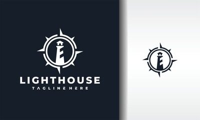 Wall Mural - lighthouse compass logo