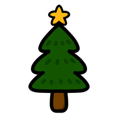 Christmas tree cartoon drawing on white