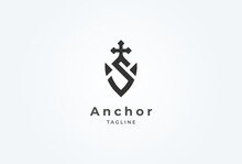 Initial S Anchor Logo Design. Letter S With Anchor Combination. Flat Design Logo Template. Vector Illustration