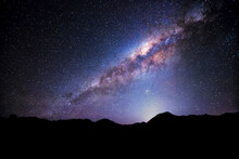 View Of The Starry Night Over The Mountain In The Desert Of Bolivia.