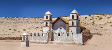 View Of A Catholic Church In The Desert Of Bolivia.