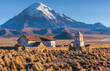 © Travel 'n' Lifestyle - View of abandoned Catholic Church near Nevado Sajama, an extinct stratovolcano with snow on top, Sajama National Park, Bolivia.