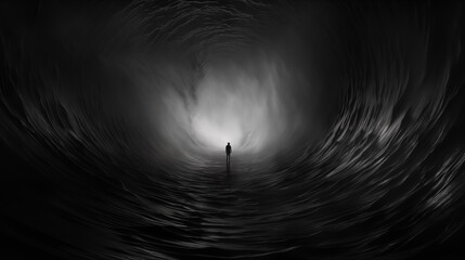 Wall Mural - mental disorder abstract dark depressive image. copy space. black and white illustration